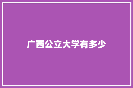 广西公立大学有多少