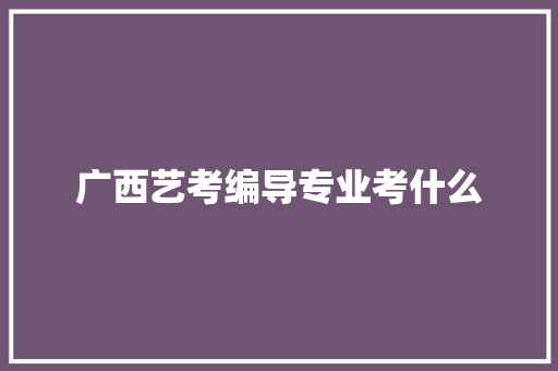 广西艺考编导专业考什么