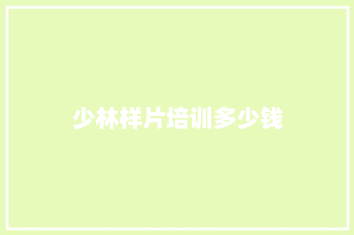 少林样片培训多少钱