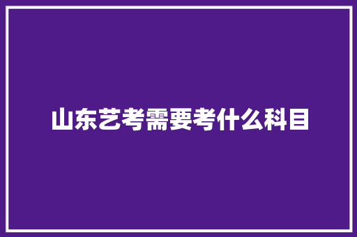 山东艺考需要考什么科目