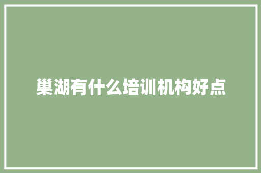 巢湖有什么培训机构好点