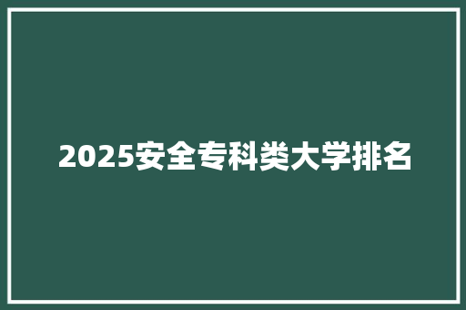 2025安全专科类大学排名