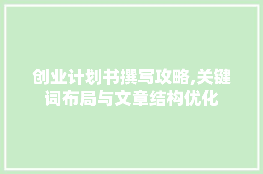创业计划书撰写攻略,关键词布局与文章结构优化
