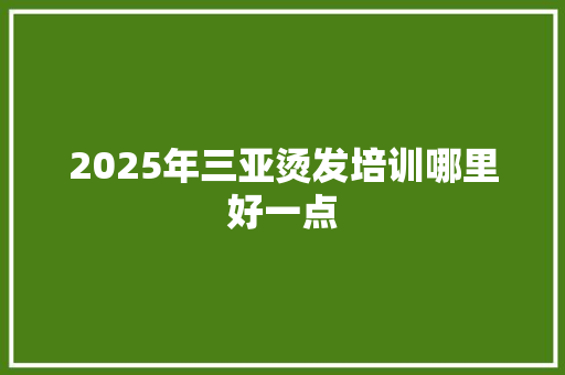 2025年三亚烫发培训哪里好一点