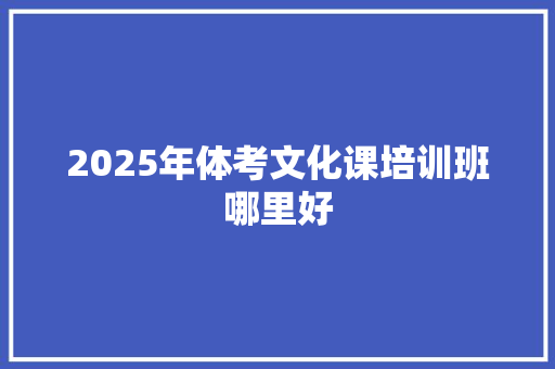 2025年体考文化课培训班哪里好