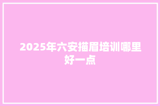 2025年六安描眉培训哪里好一点