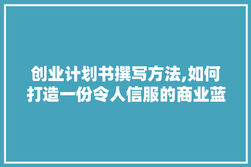创业计划书撰写方法,如何打造一份令人信服的商业蓝图