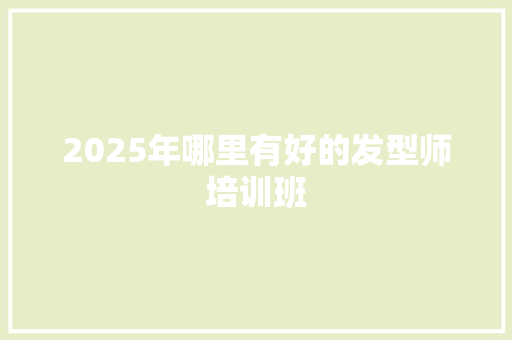 2025年哪里有好的发型师培训班