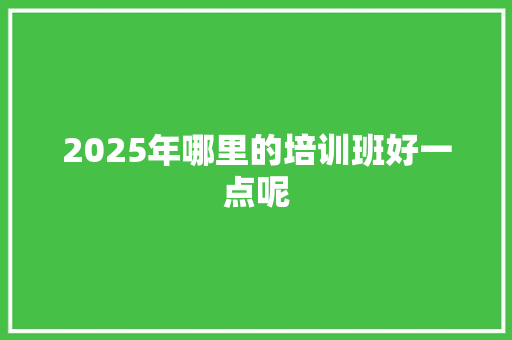 2025年哪里的培训班好一点呢