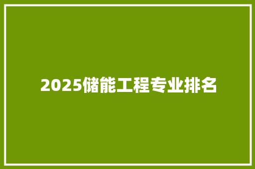 2025储能工程专业排名