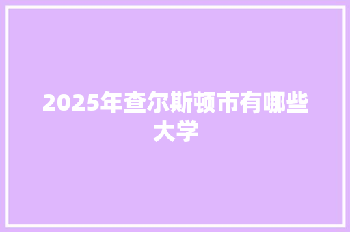2025年查尔斯顿市有哪些大学