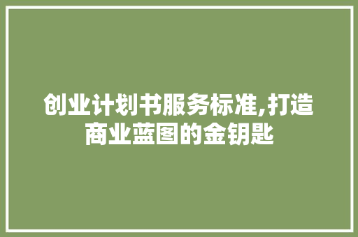 创业计划书服务标准,打造商业蓝图的金钥匙