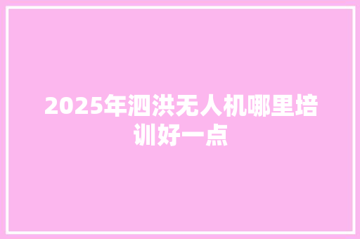 2025年泗洪无人机哪里培训好一点