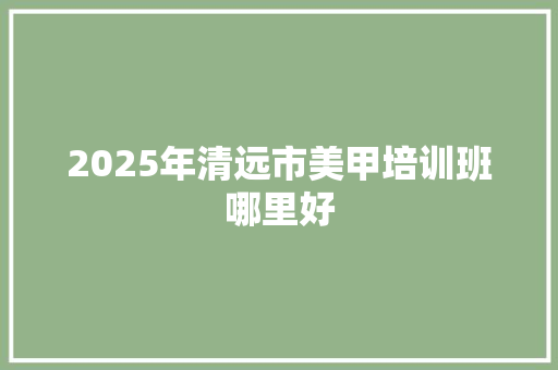 2025年清远市美甲培训班哪里好