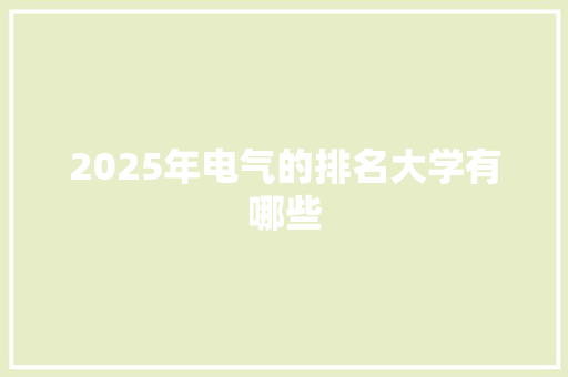 2025年电气的排名大学有哪些