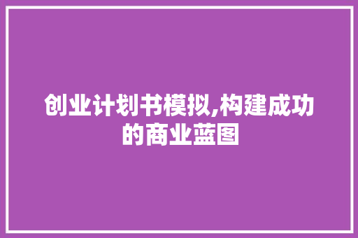 创业计划书模拟,构建成功的商业蓝图