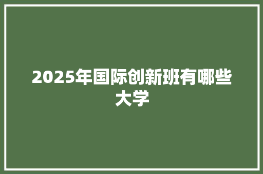2025年国际创新班有哪些大学