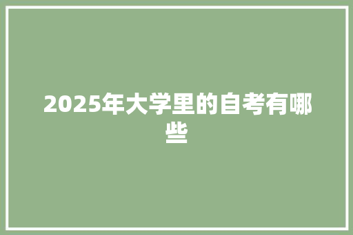 2025年大学里的自考有哪些