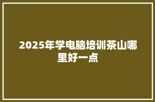 2025年学电脑培训茶山哪里好一点