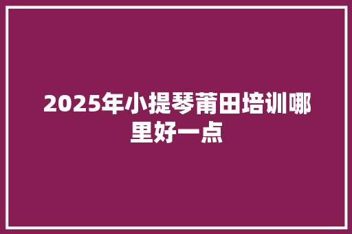 2025年小提琴莆田培训哪里好一点