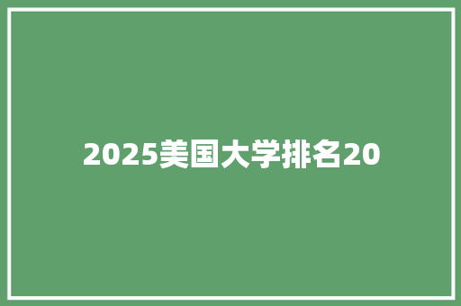 2025美国大学排名20