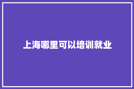 上海哪里可以培训就业