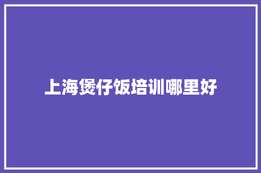 上海煲仔饭培训哪里好