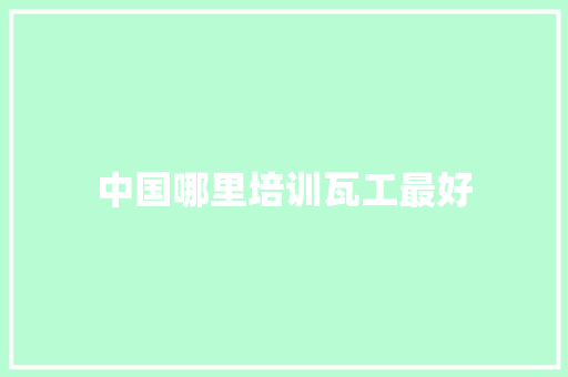 中国哪里培训瓦工最好