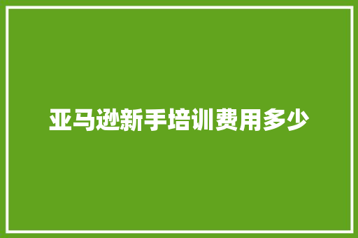 亚马逊新手培训费用多少