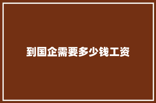到国企需要多少钱工资