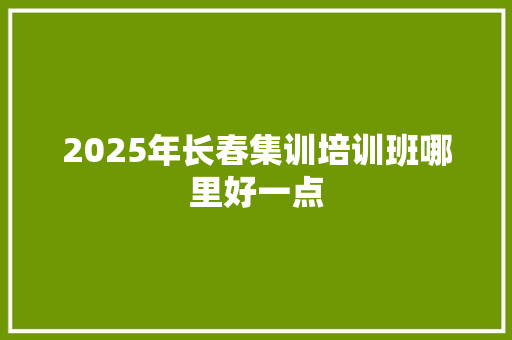 2025年长春集训培训班哪里好一点