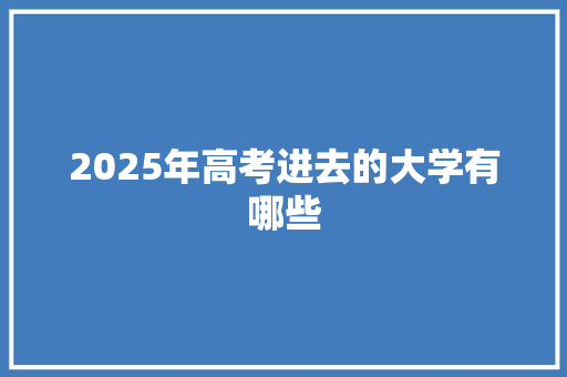 2025年高考进去的大学有哪些