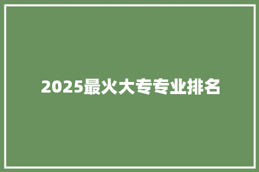 2025最火大专专业排名