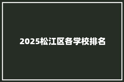 2025松江区各学校排名