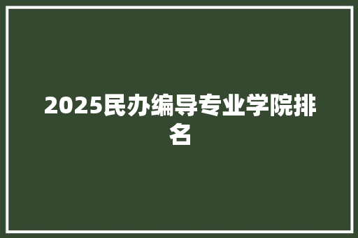 2025民办编导专业学院排名