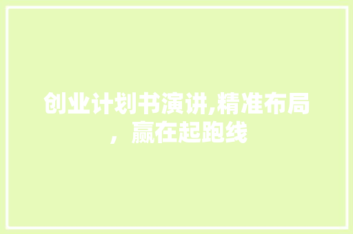 创业计划书演讲,精准布局，赢在起跑线