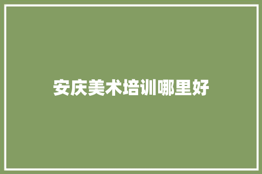 安庆美术培训哪里好