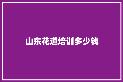山东花道培训多少钱