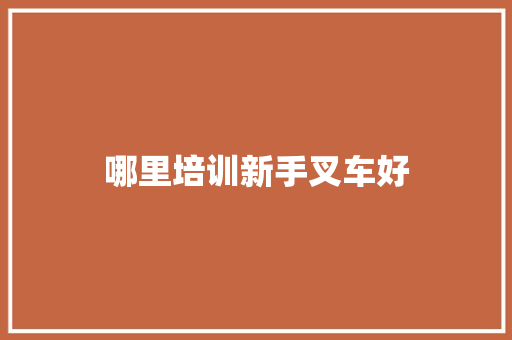 哪里培训新手叉车好