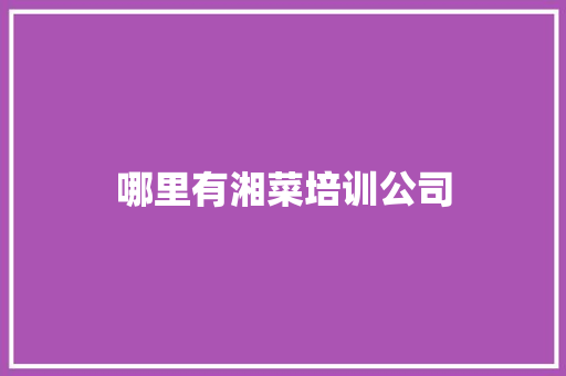 哪里有湘菜培训公司