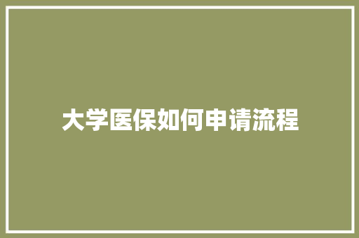 大学医保如何申请流程