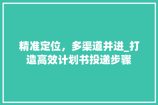 精准定位，多渠道并进_打造高效计划书投递步骤