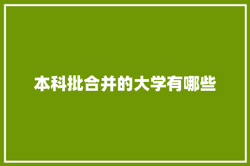 本科批合并的大学有哪些