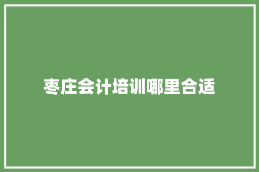 枣庄会计培训哪里合适