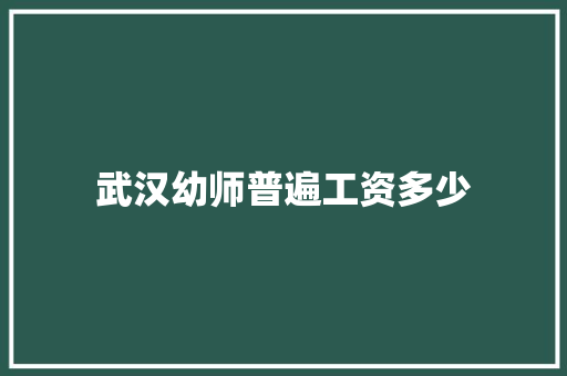 武汉幼师普遍工资多少