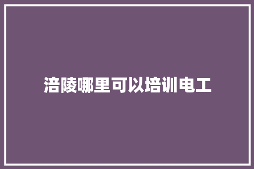涪陵哪里可以培训电工 范文参考