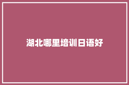 湖北哪里培训日语好
