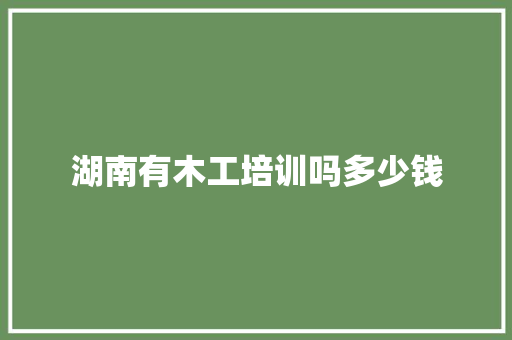 湖南有木工培训吗多少钱