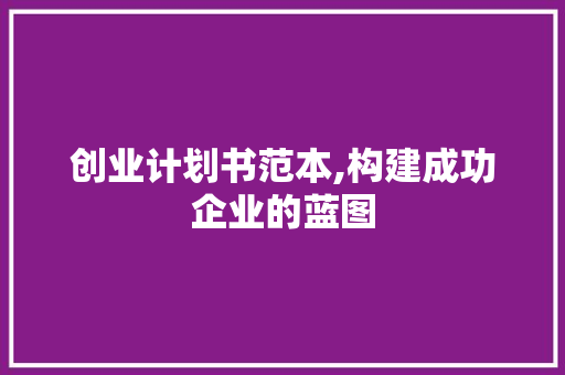 创业计划书范本,构建成功企业的蓝图