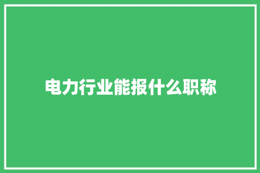 电力行业能报什么职称